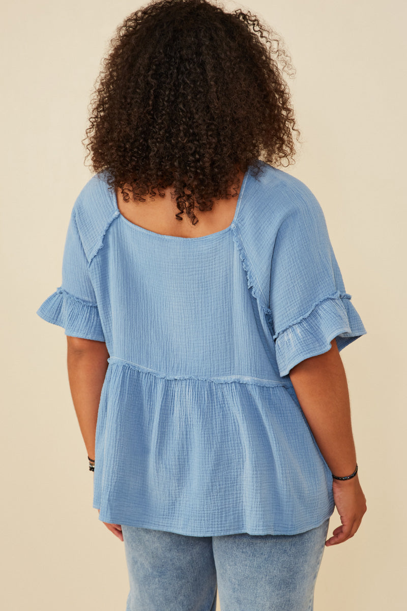 Textured Washed Fray Top | Boho Inspired Inclusive Outfits