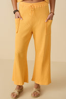 HY8514W Peach Plus Patch Pocket Relaxed Washed Waffle Knit Pants Front