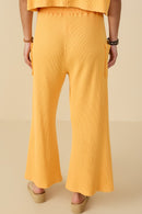 HY8514 Peach Womens Patch Pocket Relaxed Washed Waffle Knit Pants Back