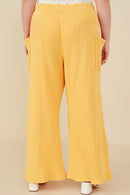 HY8514W Peach Plus Patch Pocket Relaxed Washed Waffle Knit Pants Back