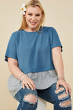 Mix Media Contrast Striped Twofer Top