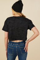 HY8525 Lavender Womens Distressed Print Washed Athletic Jersey Top Detail