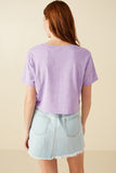 HY8525 Black Womens Distressed Print Washed Athletic Jersey  Top Detail
