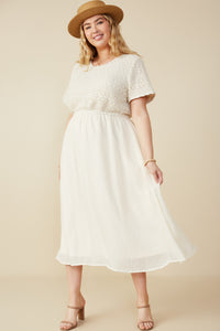 HY8553 Oatmeal Womens Crochet Mix Media Midi Dress Back