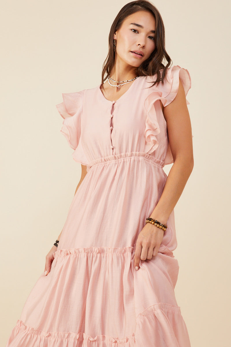 Ruffle Detailed Tiered Dress | Boho Inspired Inclusive Outfits Blush / M Blush Women's Dresses Tank Dresses Hayden Los Angeles Ruffle Detailed Tiered Dress | Boho Inspired Inclusive Outfits Blush / M Blush Women's Dresses Tank Dresses Hayden Los Angeles