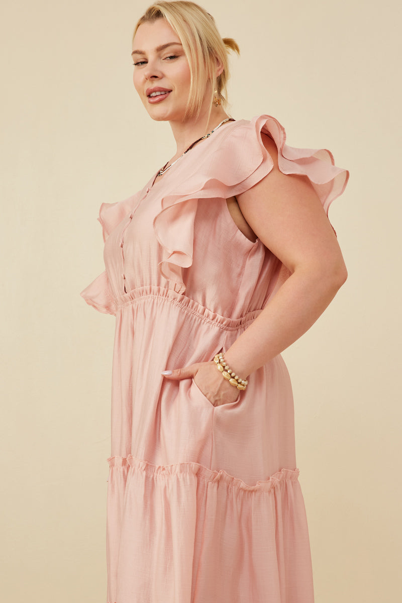 Ruffle Detailed Tiered Dress | Boho Inspired Inclusive Outfits Blush / M Blush Women's Dresses Tank Dresses Hayden Los Angeles Ruffle Detailed Tiered Dress | Boho Inspired Inclusive Outfits Blush / M Blush Women's Dresses Tank Dresses Hayden Los Angeles