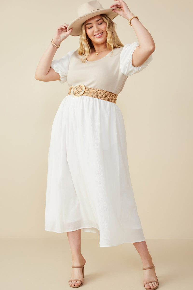 Mix Media Ribbed Knit Bodice Dress