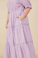 HY8609W Lavender Plus Ditsy Floral Embroidered Tiered Dress Gif