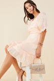 Womens Textured Shimmer Tie Detail Dress