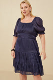Womens Textured Shimmer Tie Detail Dress