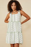 Botanical Embroidered Ruffle Tiered Tank Dress