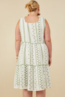 HY8718W Pink Plus Botanical Embroidered Ruffle Tiered Tank Dress Side