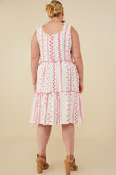 HY8718W Green Plus Botanical Embroidered Ruffle Tiered Tank Dress Side