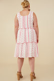 HY8718W Green Plus Botanical Embroidered Ruffle Tiered Tank Dress Side