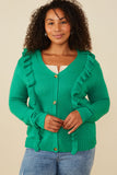 Ruffle Detail Buttoned Sweater Cardigan