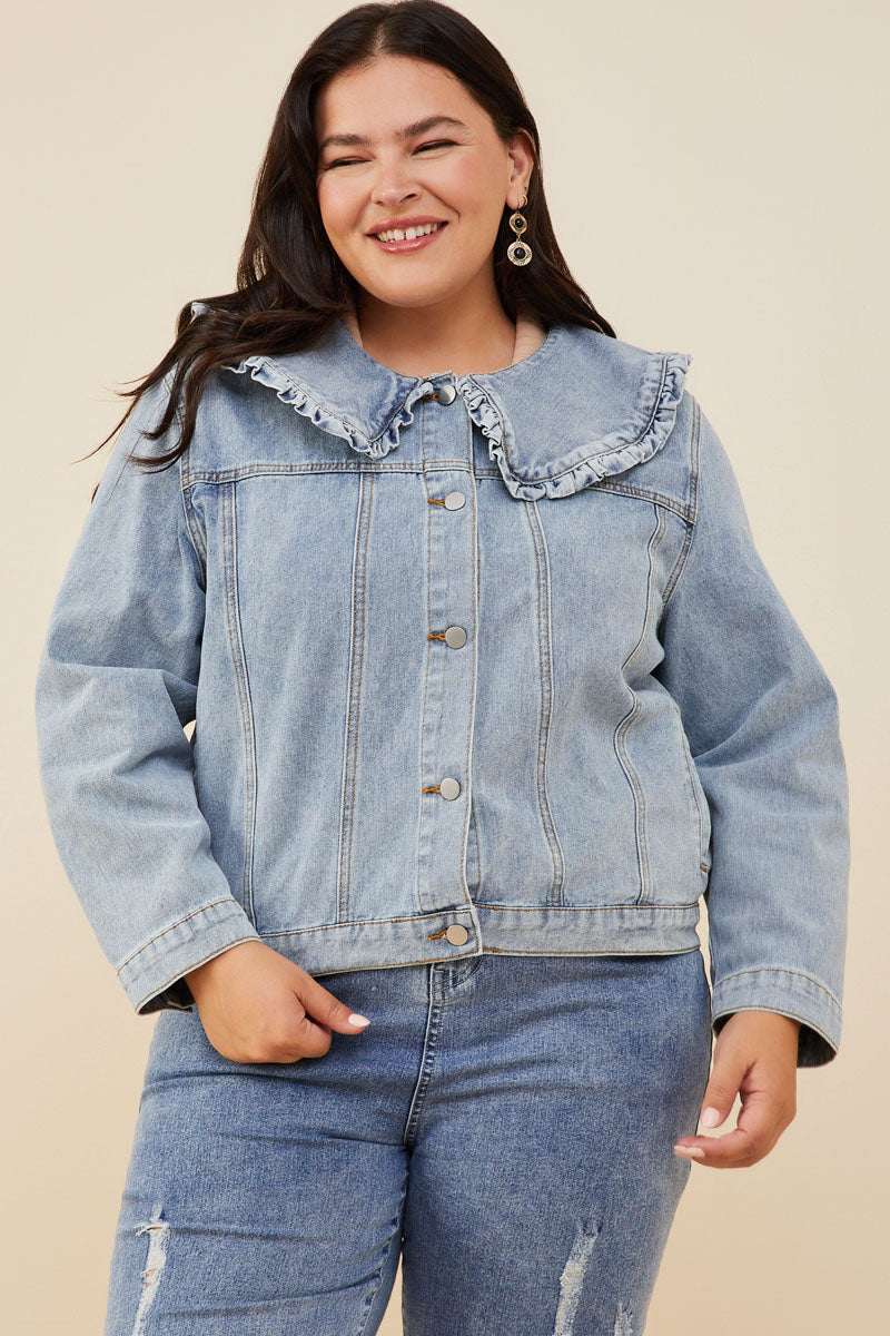 Ruffle Collar Denim Jacket for Women| Boho Inspired Inclusive