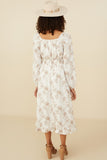 HY8837 Taupe Womens Textured Floral Smocked Waist Dress Side