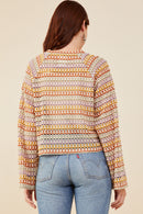 HY8961 Taupe Mix Womens Multicolor Loose Knit Relaxed Top Detail