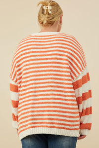 HY8992W Navy Plus Ultra Soft Stripe Blocked Pullover Sweater Gif