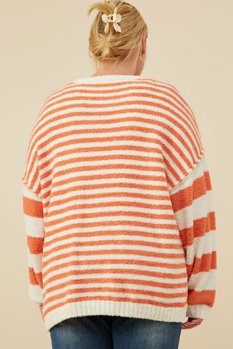 HY8992W Navy Plus Ultra Soft Stripe Blocked Pullover Sweater Gif