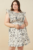Antique Floral Smock And Ruffle Dress