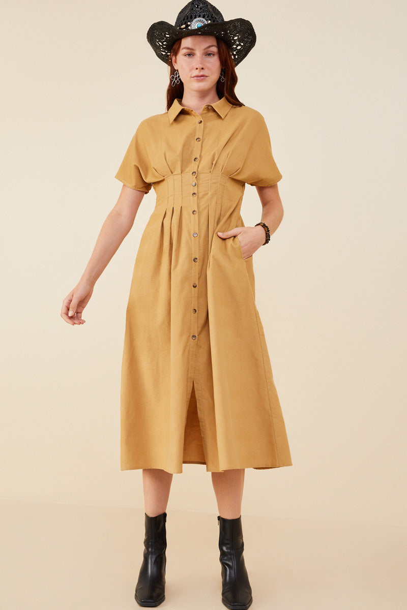 Corduroy Waist Button Up Dress for Women | Boho Inspired Inclusive Outfits Camel / L Camel *Women's Dresses Casual Dresses Hayden Los Angeles Corduroy Waist Button Up Dress for Women | Boho Inspired Inclusive Outfits Camel / L Camel *Women's Dresses Casual Dresses Hayden Los Angeles
