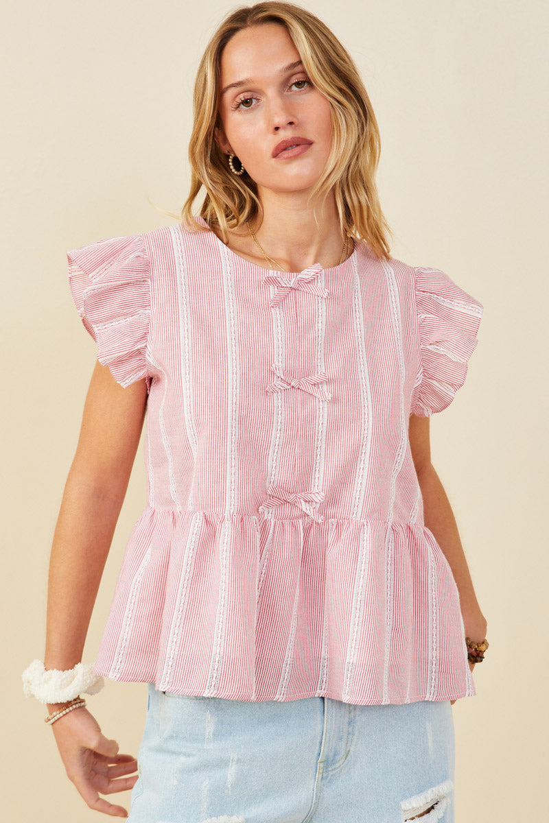 Bow Detailed Crochet Lace Ruffle Tank