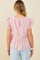 HY9151 Red Womens Bow Detailed Crochet Lace Ruffle Tank Side