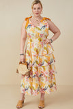 Textured Tiered Floral V Neck Dress