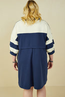 HY9233W Yellow Plus Colorblock Sleeve Collared French Terry Dress Side