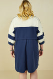 HY9233W Yellow Plus Colorblock Sleeve Collared French Terry Dress Side