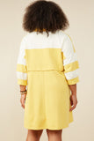 HY9233W Navy Plus Colorblock Sleeve Collared French Terry Dress Side