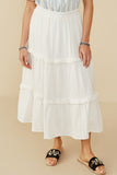 Elastic Waist Ruffle Seamed Textured Skirt