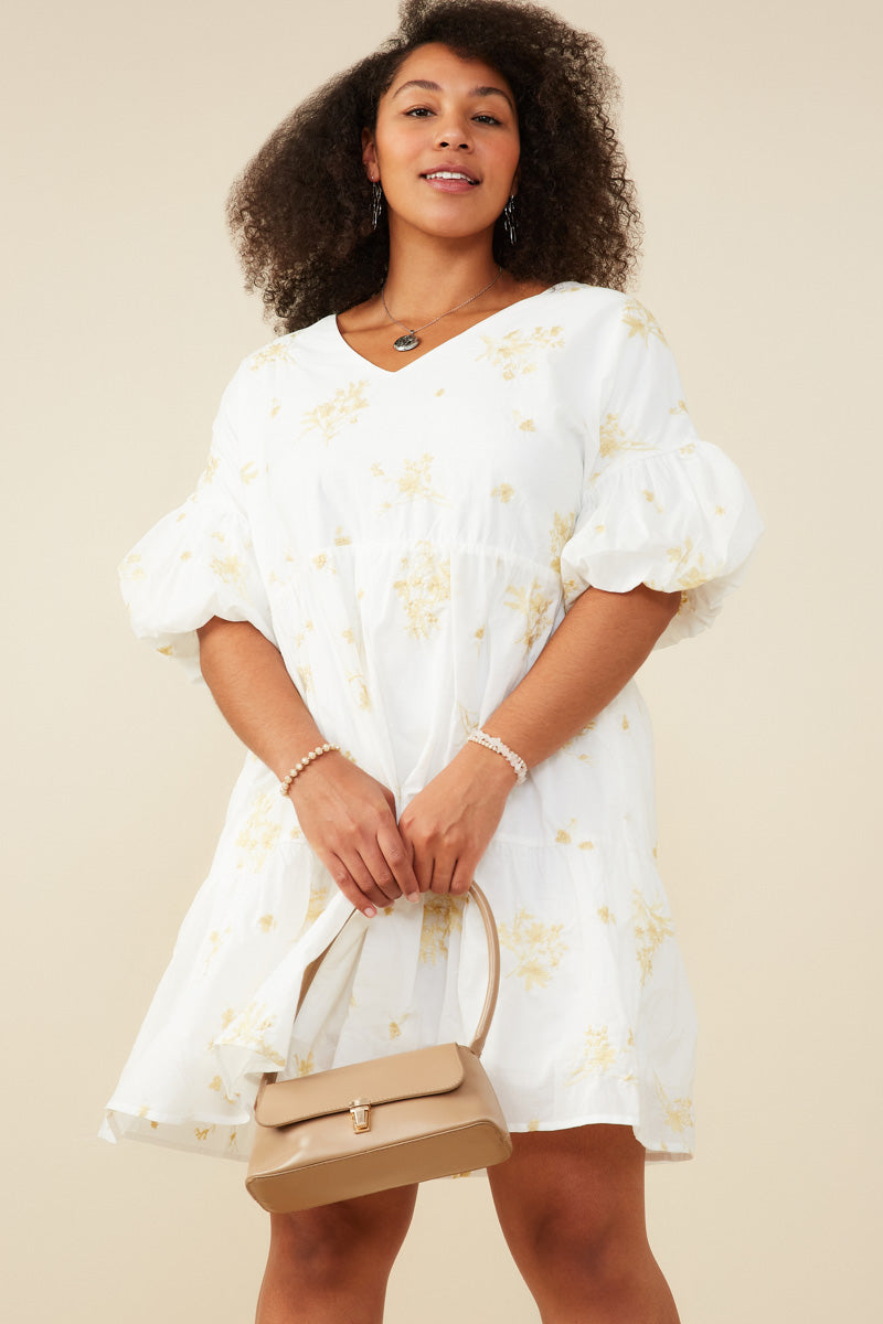 V-Neck Bubble Sleeve Floral Dress for Women | Boho Inspired Inclusive Outfits Off White / 2XL Off White *Women's Dresses Casual Dresses Hayden Los V-Neck Bubble Sleeve Floral Dress for Women | Boho Inspired Inclusive Outfits Off White / 2XL Off White *Women's Dresses Casual Dresses Hayden Los