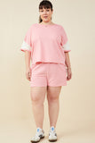 HY9284W Black Plus Colorblock Stripe Insert Knit T Shirt Gif
