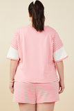 HY9284W Black Plus Colorblock Stripe Insert Knit T Shirt Side