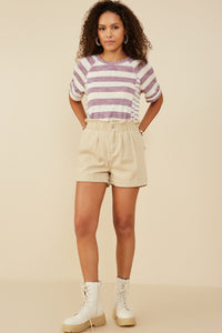 Mixed Marled Stripe Relaxed Fit Knit T Shirt