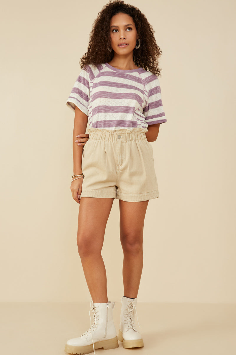 Mixed Marled Stripe Relaxed Fit Knit T Shirt