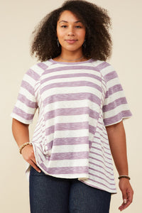 Mixed Marled Stripe Relaxed Fit Knit T Shirt