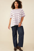 Mixed Marled Stripe Relaxed Fit Knit T Shirt