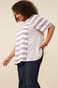 Mixed Marled Stripe Relaxed Fit Knit T Shirt