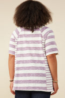 Mixed Marled Stripe Relaxed Fit Knit T Shirt