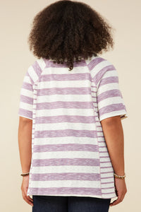 Mixed Marled Stripe Relaxed Fit Knit T Shirt