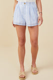 Womens Eyelet Lace Striped Buttoned Shorts
