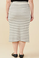 HY9327W Oatmeal Plus Contrast Piped Textured Stripe Knit Skirt Gif