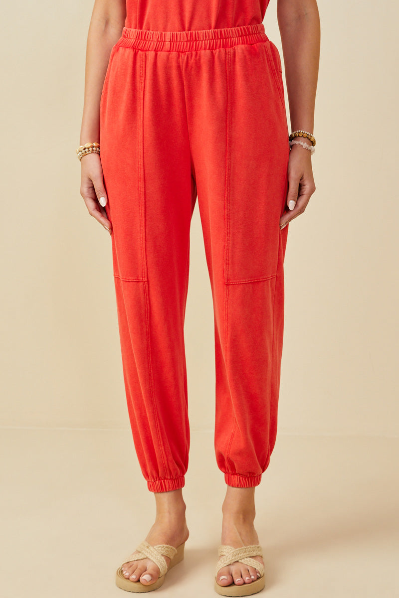 Washed Paneled Knit Joggers