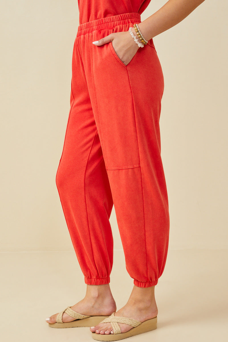 HY9359 Black Womens Washed Paneled Knit Joggers Gif