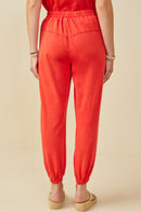 HY9359 Black Womens Washed Paneled Knit Joggers Side