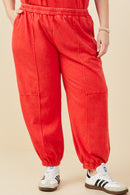 HY9359 Black Womens Washed Paneled Knit Joggers Front