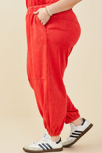 HY9359W Black Plus Washed Paneled Knit Joggers Gif